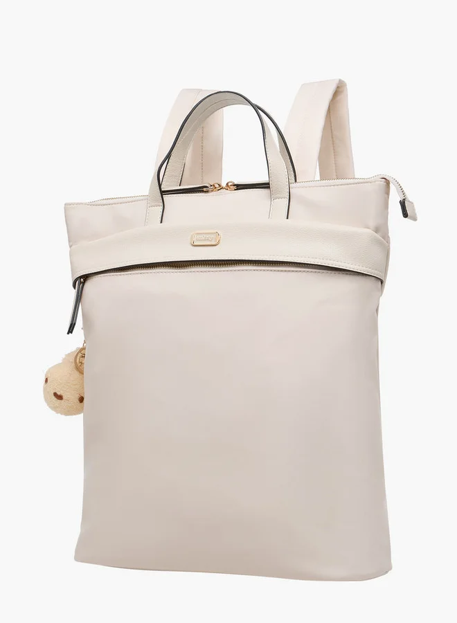 MISSY Solid Backpack with Adjustable Straps and Zip Closure - 32x13x34 cm