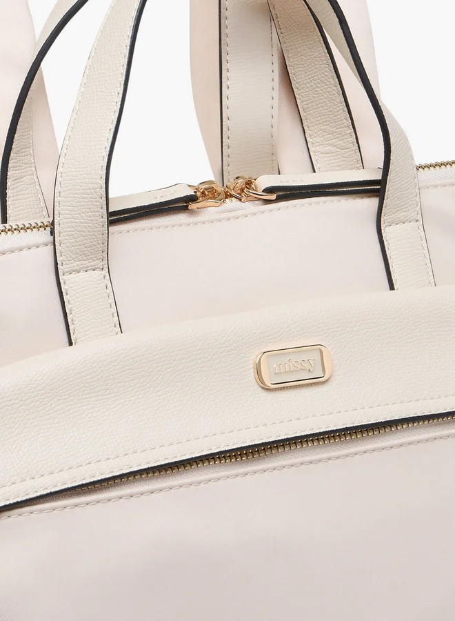 MISSY Solid Backpack with Adjustable Straps and Zip Closure - 32x13x34 cm