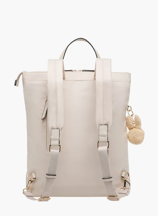 MISSY Solid Backpack with Adjustable Straps and Zip Closure - 32x13x34 cm