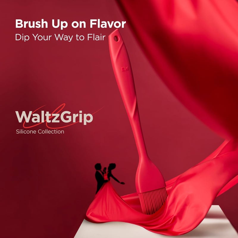Kitchen Mama WaltzGrip Platinum Silicone Basting Pastry Brush: Set of 2 Heat-Resistant Brushes Utensils for Cooking, Baking, Grilling, Barbecue, and Spreading Oil, Butter, Egg - Dishwasher-Safe (Red) - Image 2
