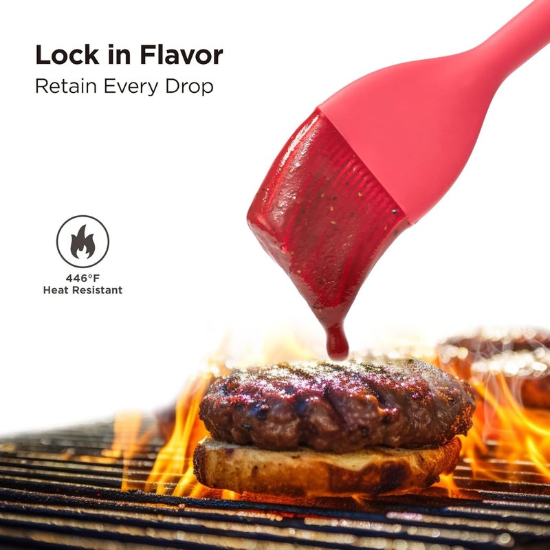 Kitchen Mama WaltzGrip Platinum Silicone Basting Pastry Brush: Set of 2 Heat-Resistant Brushes Utensils for Cooking, Baking, Grilling, Barbecue, and Spreading Oil, Butter, Egg - Dishwasher-Safe (Red) - Image 4