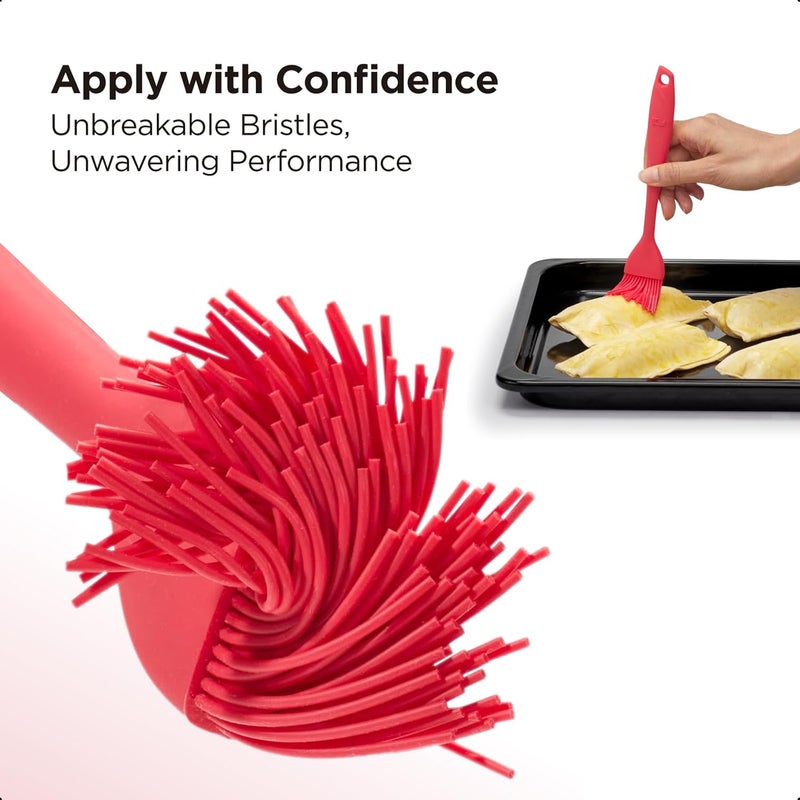 Kitchen Mama WaltzGrip Platinum Silicone Basting Pastry Brush: Set of 2 Heat-Resistant Brushes Utensils for Cooking, Baking, Grilling, Barbecue, and Spreading Oil, Butter, Egg - Dishwasher-Safe (Red) - Image 5