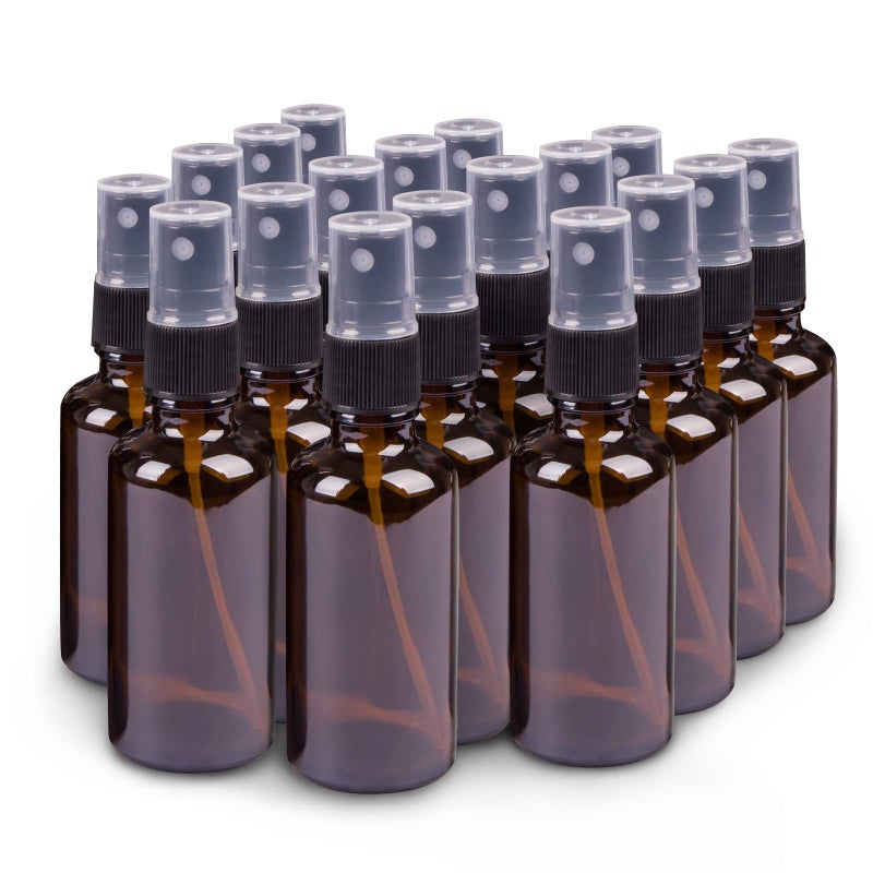hmaimas Small Amber Glass Spray Bottles For Essential Oils, 2oz Empty Fine Mist Mini Spray Bottles, Set of 18 - Image 1