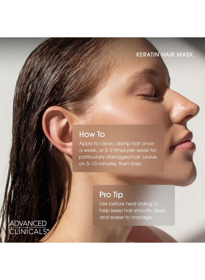 Advanced Clinicals Keratin Hair Mask Treatment, 12 Fl Oz - For Color Treated Hair, Detoxifying Keratin Conditioner To Strengthen Broken, Fortifying Hair Repair Mask With Shea Butter - Image 4