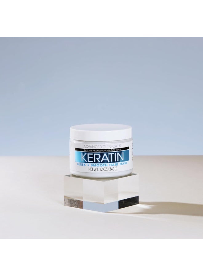 Advanced Clinicals Keratin Hair Mask Treatment, 12 Fl Oz - For Color Treated Hair, Detoxifying Keratin Conditioner To Strengthen Broken, Fortifying Hair Repair Mask With Shea Butter - Image 1