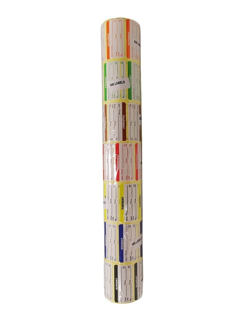 YASHTECH 50x25mm Paper Food Rotation Day Labels Pack of 7  - Image 1