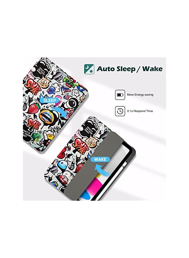 Procases for iPad 10th Gen Case with Pencil Holder 2022 iPad 10.9 Inch Case, Clear Transparent Back Shell Trifold Protective Cases Shockproof Cover for 2022 iPad 10th Gen A2696 A2757 A2777 -Comics - Image 3