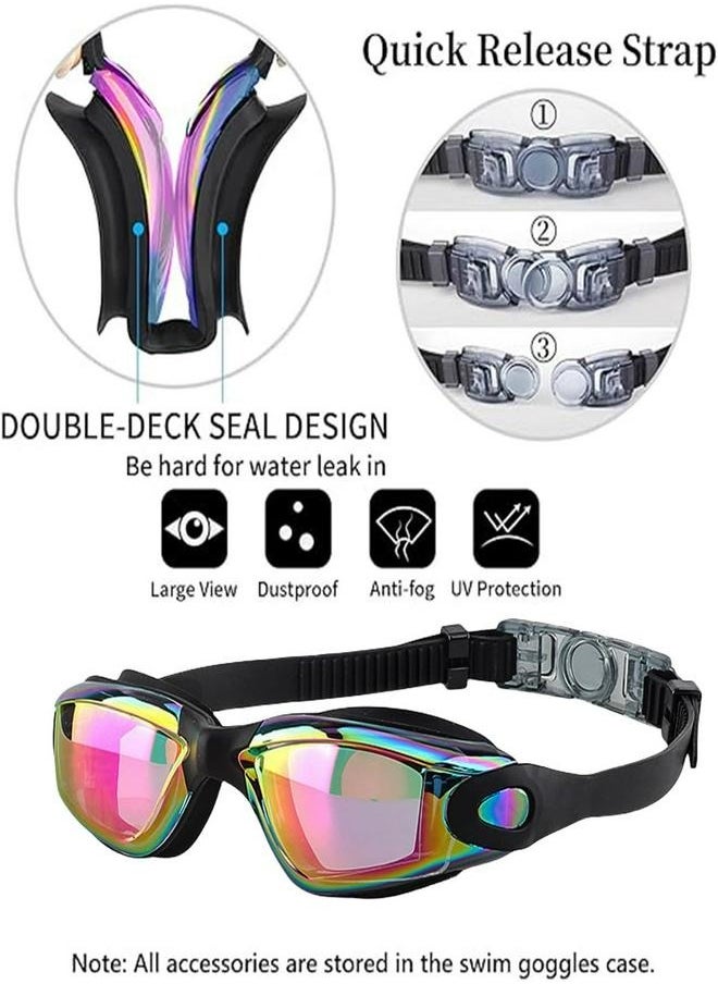 SQNCHN Professional 5-in-1 Anti-Fog Swim Goggles Kit with UV Protection - Includes Silicone Swim Cap, Nose Clip, Earplugs & Carry Case - Crystal Clear 180° Vision, Leakproof Design for Adults & Teens (14+), Premium Quality  - Image 2