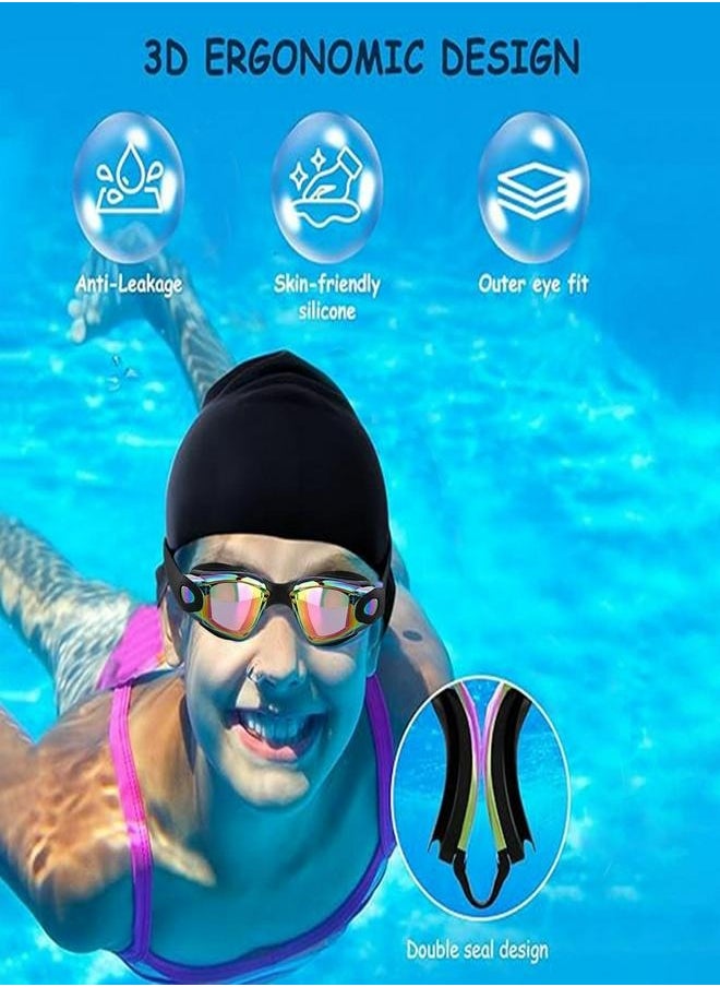 SQNCHN Professional 5-in-1 Anti-Fog Swim Goggles Kit with UV Protection - Includes Silicone Swim Cap, Nose Clip, Earplugs & Carry Case - Crystal Clear 180° Vision, Leakproof Design for Adults & Teens (14+), Premium Quality  - Image 5