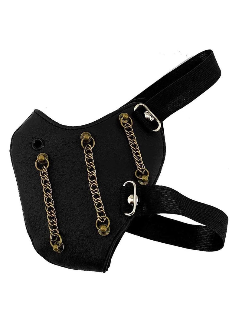 قناع تنكري قوطي Steampunk Gear Chain قناع ريترو قوطي الشرير قناع ديكور الحفلات أسود (مقاس واحد) - Image 4