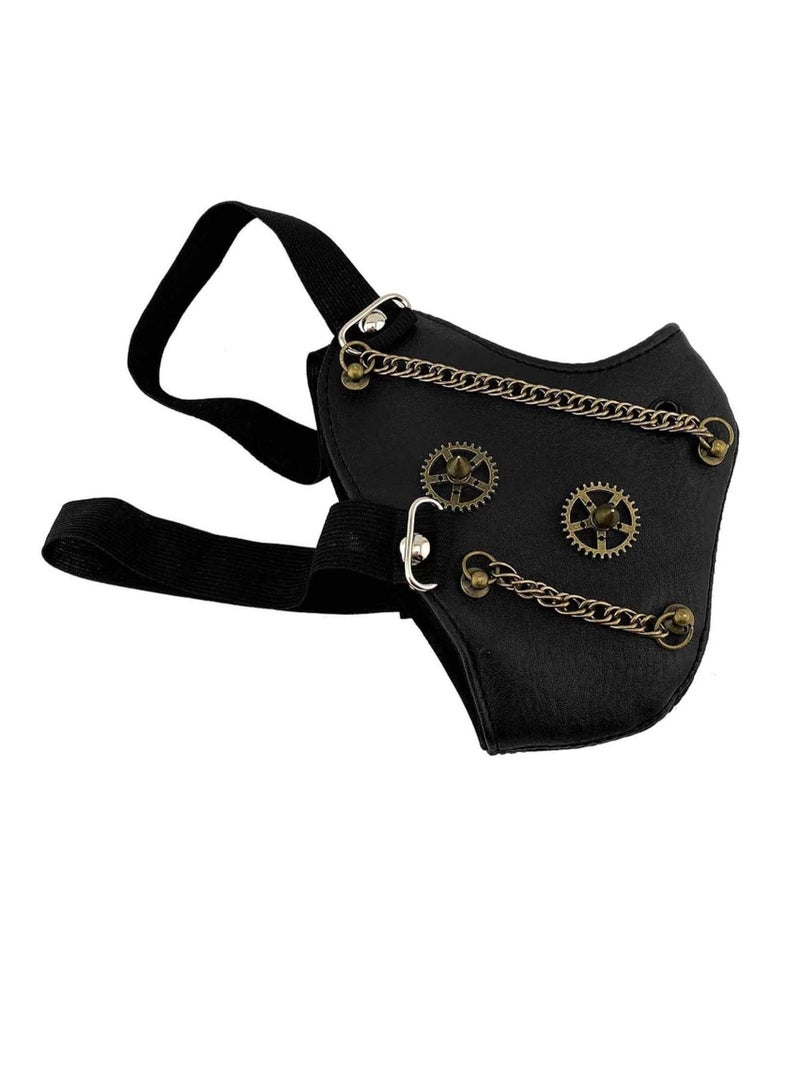 قناع تنكري قوطي Steampunk Gear Chain قناع ريترو قوطي الشرير قناع ديكور الحفلات أسود (مقاس واحد) - Image 5