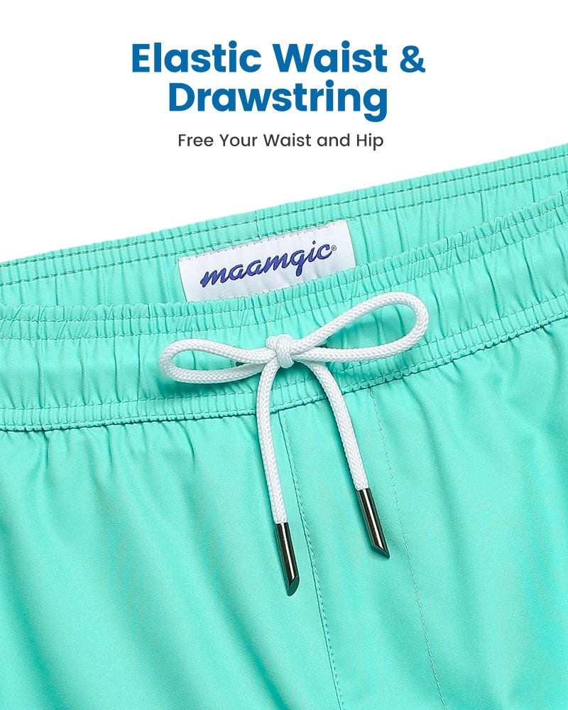 maamgic 2 in 1 Mens Swim Trunks 7 Inch Swim Shorts Swim Suits Board Shorts Coconut Island Turquoise L - Image 5
