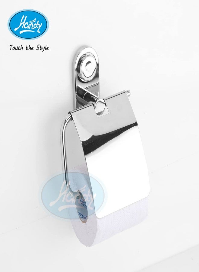 HANDY Stainless Steel Toilet Paper Holder with Cover, Modern Round Tissue Roll Holders Rust-Proof, Wall Mounted Tissue Dispenser for Bathroom or Toilet - Image 2
