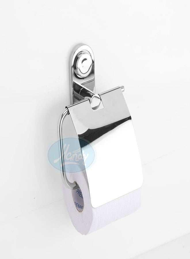 HANDY Stainless Steel Toilet Paper Holder with Cover, Modern Round Tissue Roll Holders Rust-Proof, Wall Mounted Tissue Dispenser for Bathroom or Toilet - Image 1
