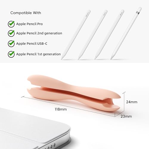 ELETIUO Grip Compatible with Apple Pencil Pro,1st/2nd Generation,USB-C Model,Protective Silicone Sleeve Cover Ergonomic Dual-Head Design Compatible with Magnetic Charging and Double Tap,Pink - Image 2