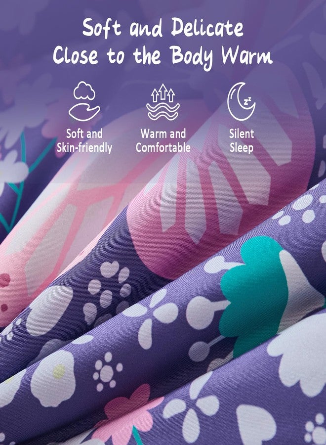 Anibedding 3Pcs Zip Up Bedding Comforter Set for Girls, Purple Butterfly All in One Zipper Twin Bedding Set with Pillowcase for Kids - Image 4