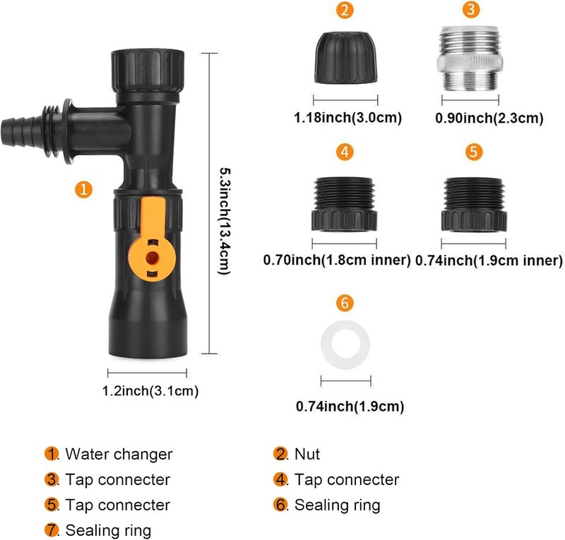 klarako Aquarium Water Changer, Fish Tank Water Changer Faucet Nozzles Pump Connector Replacement Part with 2 Faucet Adapters - Image 5
