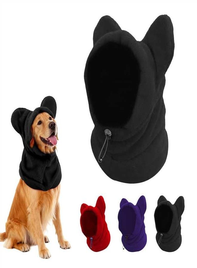 ETOFIXEE Dog Snood Winter Hood with Ear Protection, Fleece Neck Warmer for Dogs, (Black, Large) - Image 1