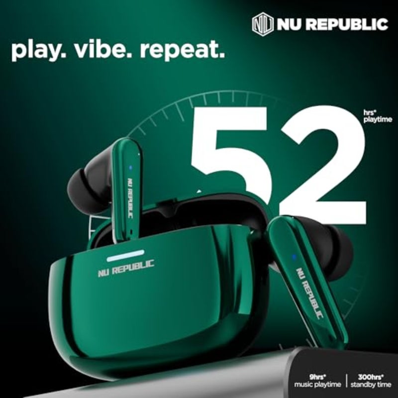 Epic X4 with 52 Hour Playtime, X-Bass® Technology, 13mm Neodymium Drivers, ENC Mics, Dual Mode, 40ms Low Latency, Quick Charge 15mins = 200 Mins Play TWS Earbuds Cosmic Green - Image 4