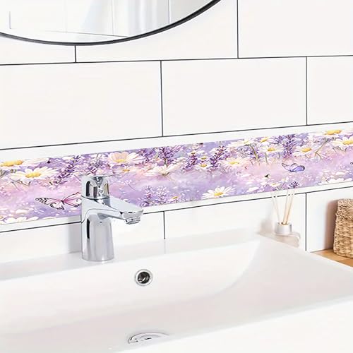 HOMETITUTE Wallpaper Border Peel and Stick Wall Border Lavender Watercolor Floral Decorative Wall Trim Self Adhesive Border for Walls Mirror Frame Accent Strip for Bedroom Kitchen LivingRoom4x196 Inch - Image 3