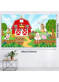 Tatuo Farm Animals Theme Party Decorations Farm Barn Animals Backdrop Banner Farmhouse Animals Decor Party Tablecloth Balloon Arch Garland Kit For Birthday Photography Baby Shower Party Supplies (Red)  - Image 5