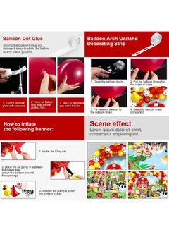 Tatuo Farm Animals Theme Party Decorations Farm Barn Animals Backdrop Banner Farmhouse Animals Decor Party Tablecloth Balloon Arch Garland Kit For Birthday Photography Baby Shower Party Supplies (Red)  - Image 4