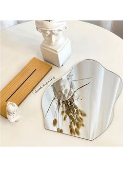 Beauenty Room decor aesthetic irregular mirror, aesthetic room decor acrylic vanity mirror, frameless makeup mirror desk mirror, cloud-shaped table mirror with detachable wooden stand for living room bedroom  - Image 5