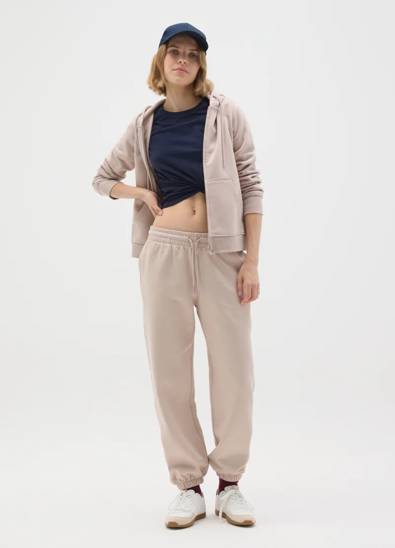 او في اس REGULAR FIT BEIGE COTTON BLEND SWEATSHIRT
