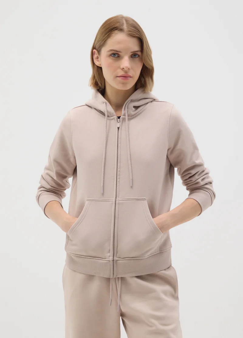 او في اس REGULAR FIT BEIGE COTTON BLEND SWEATSHIRT
