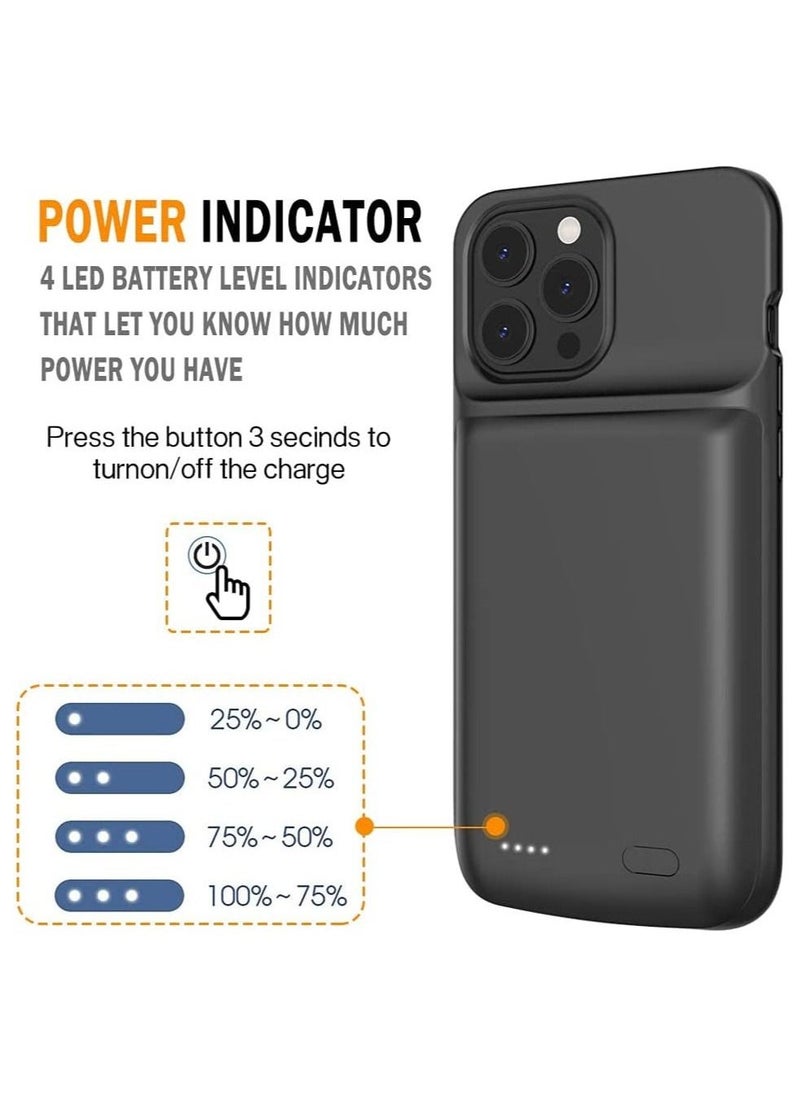 for iPhone 13 Pro Max/12 Pro Max Battery Case,Idealforce 4800mAh Support SYNC Data Wired Headset External Backup Portable Pack Battery Charger Case - Image 4