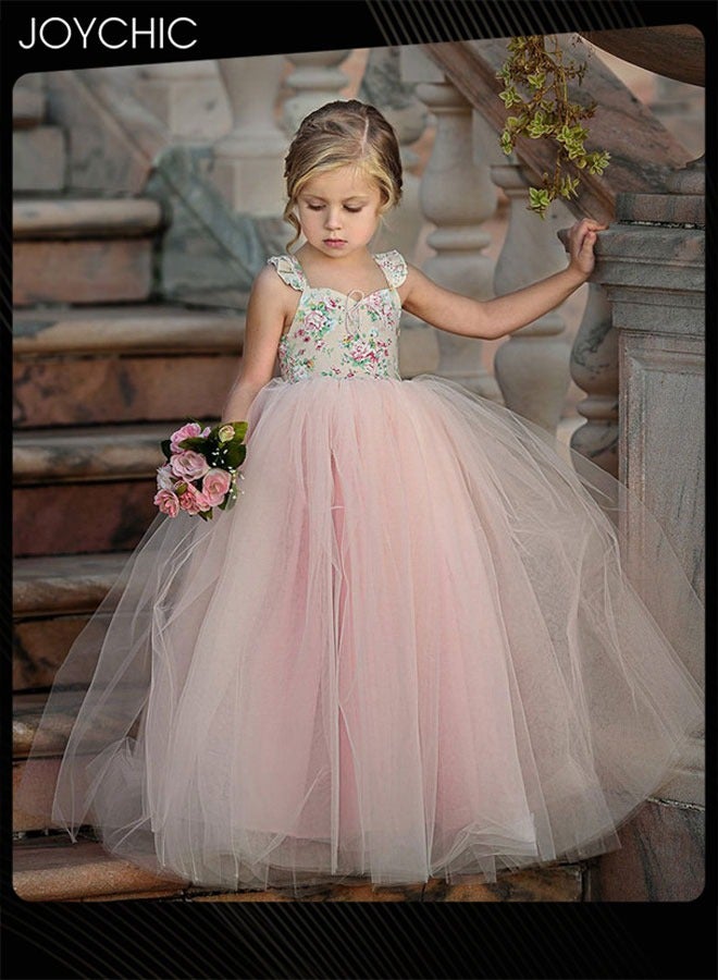 Joychic Girls Summer Sleeveless Skin-friendly and Breathable Flower Pattern length Mesh Dress - Image 2