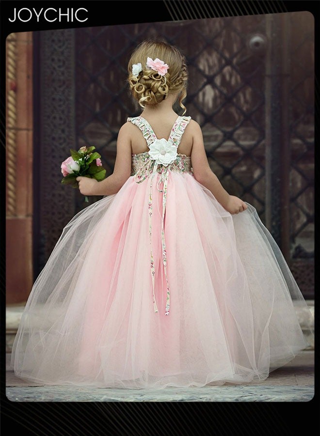 Joychic Girls Summer Sleeveless Skin-friendly and Breathable Flower Pattern length Mesh Dress - Image 3