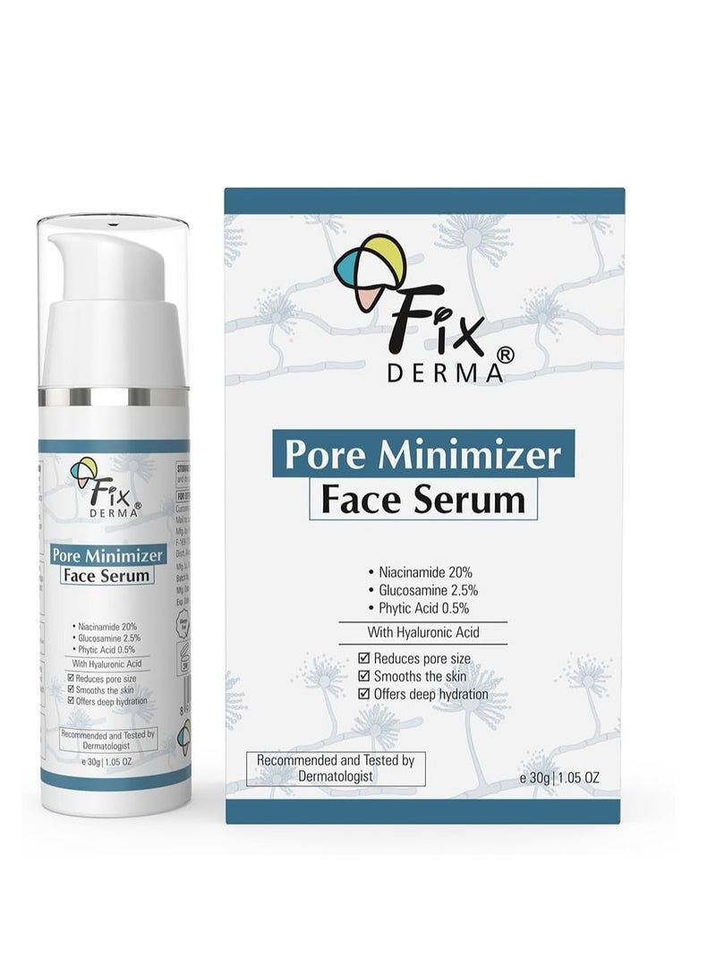 فيكسديرما مصل فيكسديرما 20% نياسيناميد للوجه لتقليل المسام مع 2.5% جلوكوزامين ومصل حمض الهيالورونيك | سيروم المسام المفتوحة | مصل الترطيب | مصل الوجه للرجال والنساء - 30 جم - Image 1