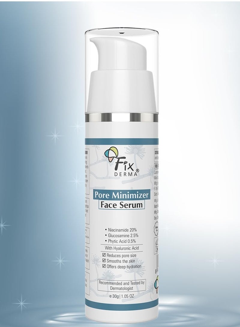 فيكسديرما مصل فيكسديرما 20% نياسيناميد للوجه لتقليل المسام مع 2.5% جلوكوزامين ومصل حمض الهيالورونيك | سيروم المسام المفتوحة | مصل الترطيب | مصل الوجه للرجال والنساء - 30 جم - Image 2