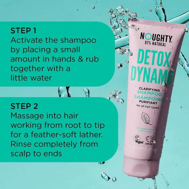 Noughty 97% Natural Detox Dynamo Clarifying Shampoo to Refresh Hair and Remove Residue, Suitable for Every Day Use with Peppermint and Sorrel Leaf, Sulfate Free Vegan Haircare 8.4fl.oz - Image 3