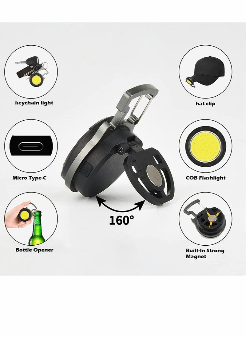 Mini Keychain Led Flashlight 800 Lumens Bright Cob Mini Flashlight Keychain Light with Folding Bracket Bottle Opener Magnet Portable Pocket Light for Camping Emergency Fishing Style B - Image 5
