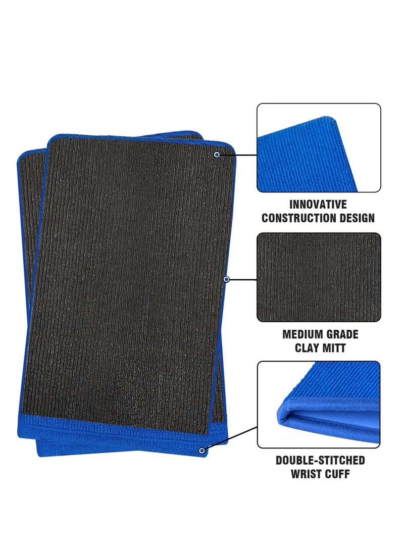 HALAMODO 1 Pack Clay Mitt and Bar, Medium Grade Bundle With Blue Clay Towel for Car Cleaning and Polishing - Image 2