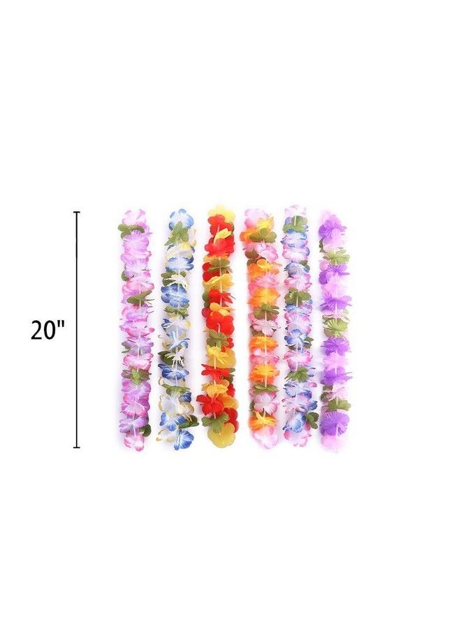 jollylife 60Pcs Hawaiian Luau Leis Necklaces Bracelets Headbands Tropical Hibiscus Flowers Tiki Summer Pool Party Favors Supplies Decorations  - Image 4