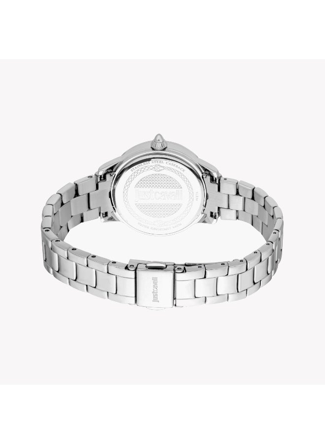 جاست كافالي ساعة Just Cavalli النسائية موديل JC1L334M0045 بتصميم فضي أنيق، تجمع بين العصرية والتنوع لتكون إكسسوارًا عمليًا ومميزًا يناسب مختلف الإطلالات. - Image 3