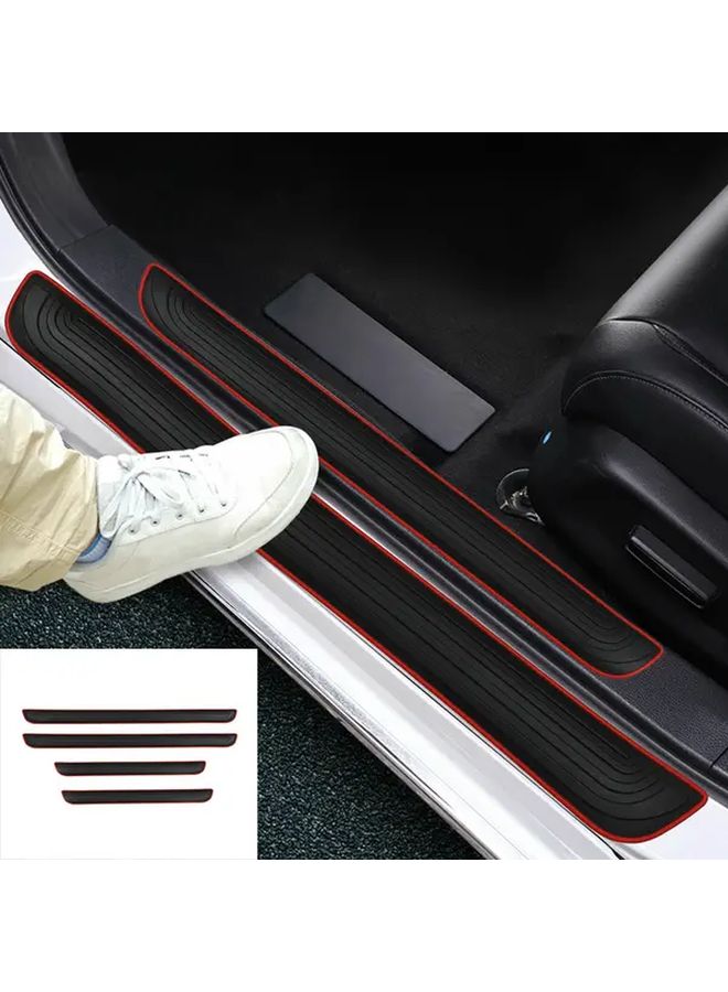 4Pcs PVC Car Door Sill Protectors Red Universal Fit Door Entry Guard Plate Covers With Anti Scratch Rubber Edge For Vehicle Exterior Protection And Decoration Accessories - Image 2