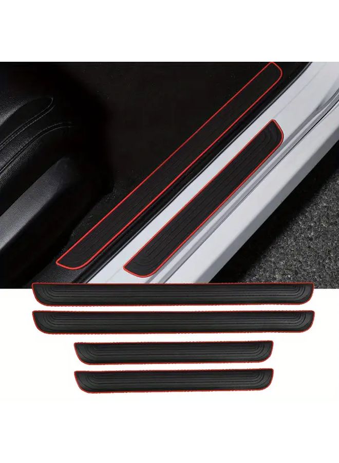 4Pcs PVC Car Door Sill Protectors Red Universal Fit Door Entry Guard Plate Covers With Anti Scratch Rubber Edge For Vehicle Exterior Protection And Decoration Accessories - Image 3