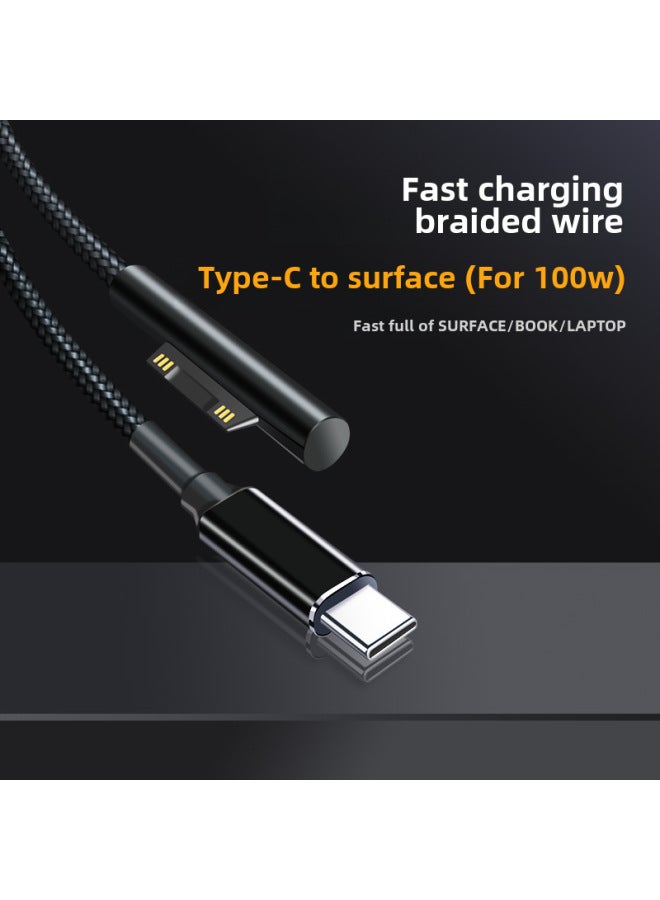 100wpd Fast Charging Type-c To Surface Pro 8/7/6/5/4 Computer Laptop Digital Power Cable-Color:C Mother To Microsoft Short Line PVC Line  - Image 2