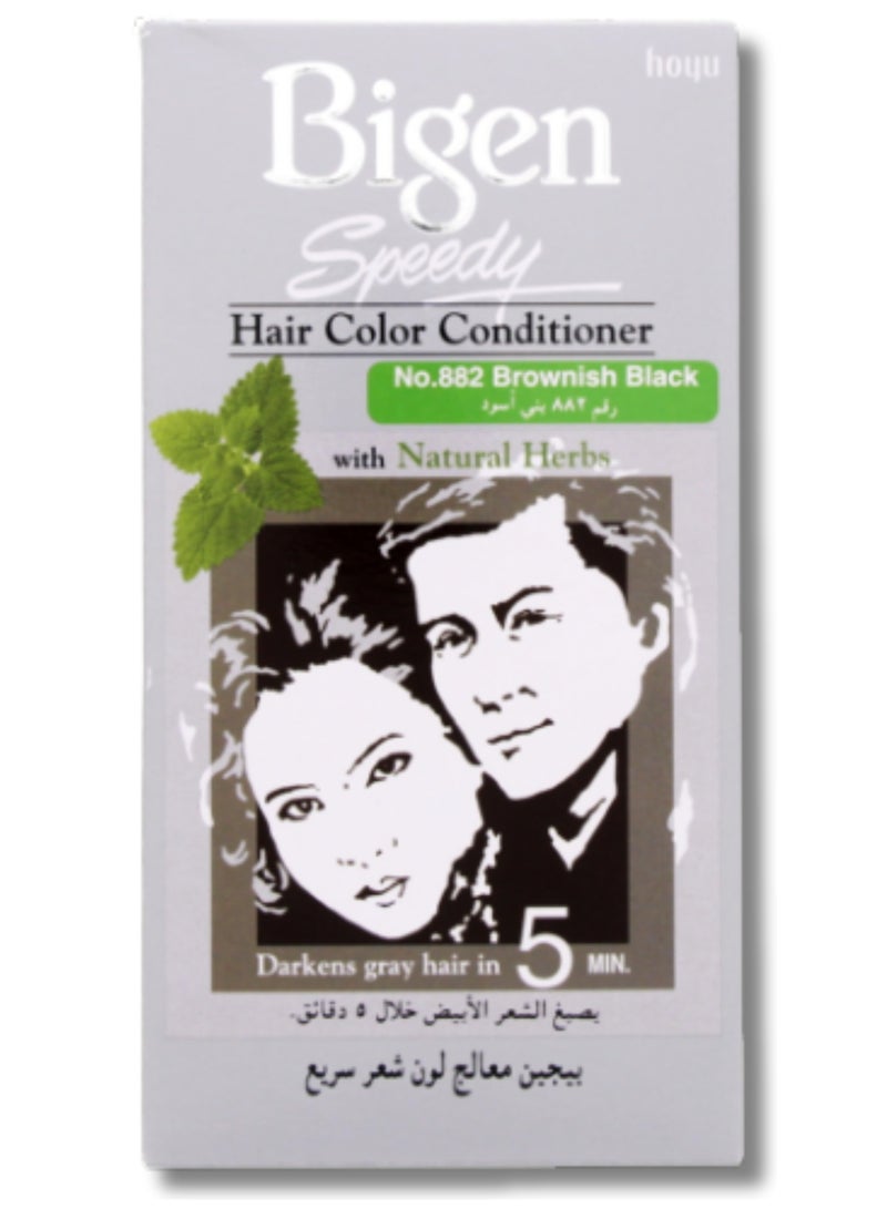 Bigen SPEEDY Hair Color Conditioner With Natural Herbs - Brownish Black Color No.882 - Image 1