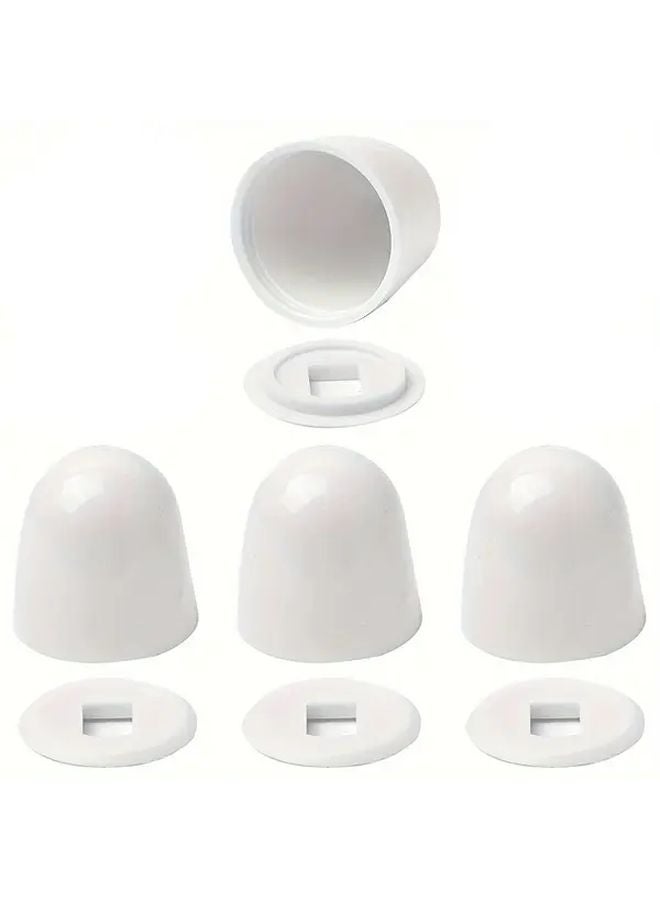 4pcs White Toilet Bolt Caps With Washers Push Fit Rust Proof Easy Installation - Image 1