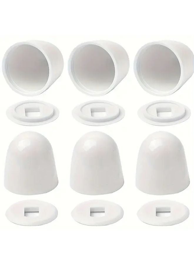 4pcs White Toilet Bolt Caps With Washers Push Fit Rust Proof Easy Installation - Image 2