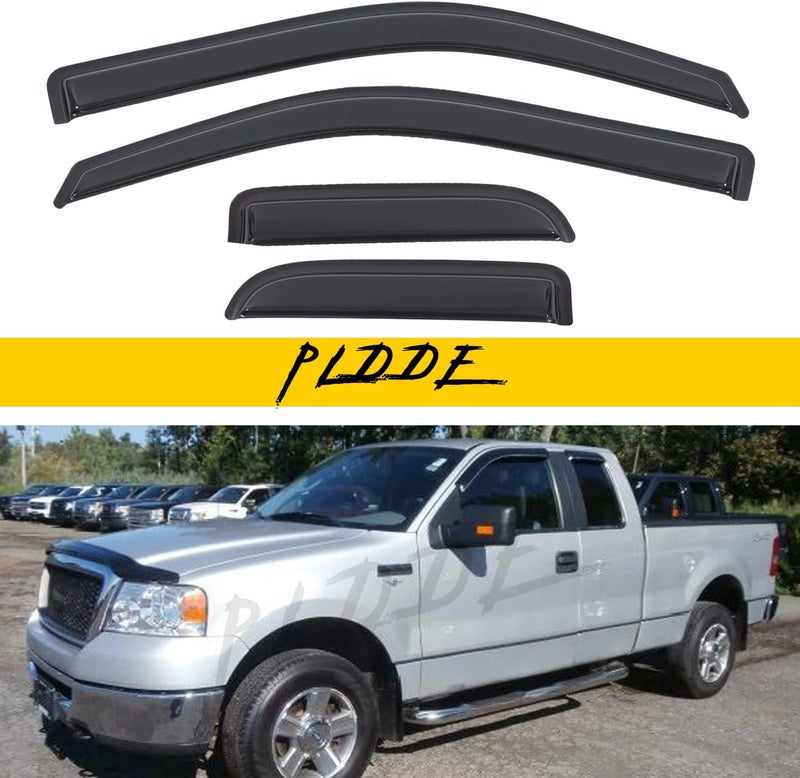 PLDDE 4 pcs Window Visors for 2004-2014 F-150 Super/Extended Cab - Image 1