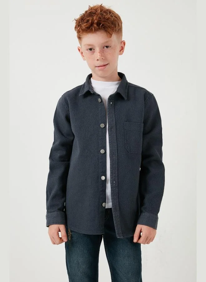 Lela Lela Cotton Single Pocket Plain Collar Shirt Boy SHIRT CF24W129140G