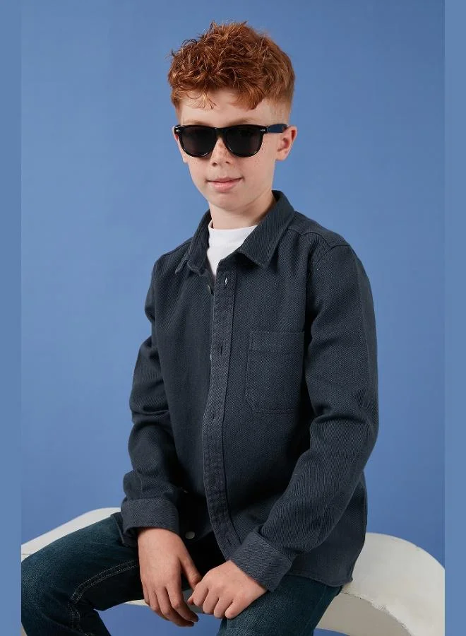 Lela Lela Cotton Single Pocket Plain Collar Shirt Boy SHIRT CF24W129140G