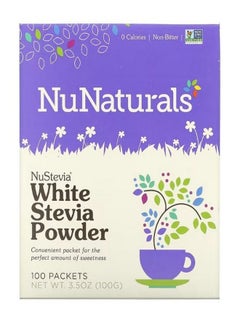 NuNaturals NuStevia White Stevia Powder 100 Packets 3.5 oz 100 g  - Image 1