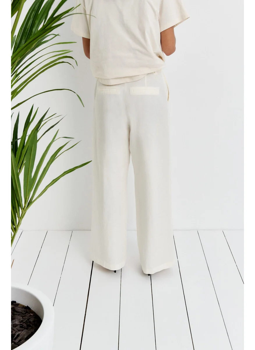H&M Wide Linen-Blend Trousers